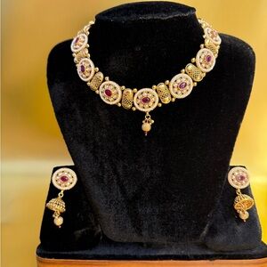 Elegant Gold and Red Jewelry Set